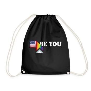Be You - Patriot USA Flagge und LGBT Flagge - Schwul - Turnbeutel - Schwarz - Vorne