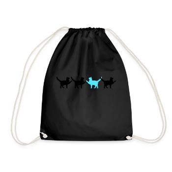 4 Cats Friends Team Four Paws Hands Welcome - Drawstring Bag - black - Front