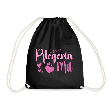 Pflegerin - Herz Symbol - Pflegefachfrau - DANKE - Turnbeutel - Schwarz - Vorne