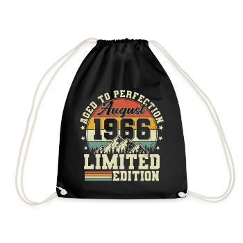 August 1966 Jahrgang Vintage Geburtstag Geschenk - Turnbeutel - Schwarz - Vorne