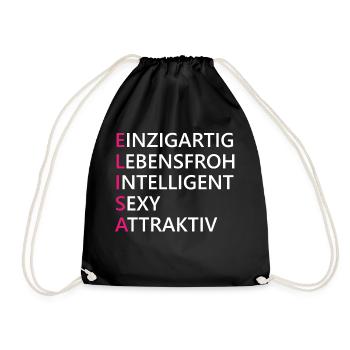 Elisa Name Geschenk - Turnbeutel - Schwarz - Vorne