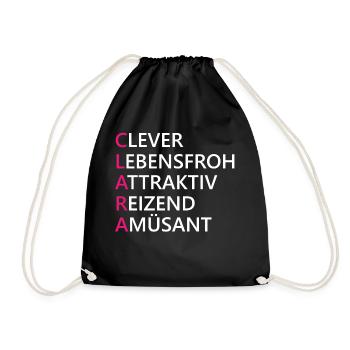 Clara Name Geschenk - Turnbeutel - Schwarz - Vorne