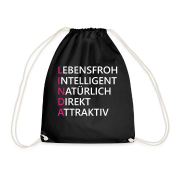 Linda Name Geschenk - Turnbeutel - Schwarz - Vorne