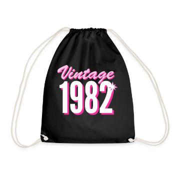 1982 Jahrgang Baujahr Vintage Geschenkidee Retro - Turnbeutel - Schwarz - Vorne