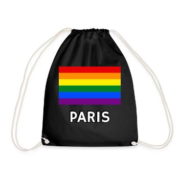 Pride Flag Paris Gay Rainbow LGBTQ Queer Lesbian - Drawstring Bag - black - Front
