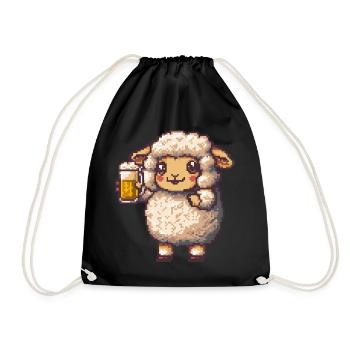 Sheep Pixel Beer - Drawstring Bag - black - Front