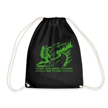 Funny Gay Hiking Frog LGBTQ Pride Adventure - Drawstring Bag - black - Front