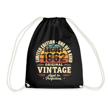 August 1962 Birthday August 1962 - Drawstring Bag - black - Front