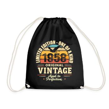 1958 Birthday Gift Vintage 1958 Retro 1958 - Drawstring Bag - black - Front