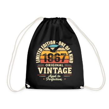 1967 Geburtstagsgeschenk Jahrgang 1967 Retro 1967 - Turnbeutel - Schwarz - Vorne