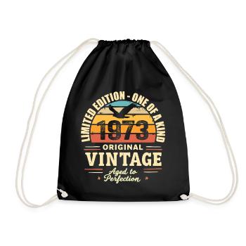 1973 Birthday Gift Vintage 1973 Retro 1973 - Drawstring Bag - black - Front