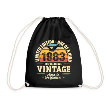 1983 Birthday Gift Vintage 1983 Retro 1983 - Drawstring Bag - black - Front