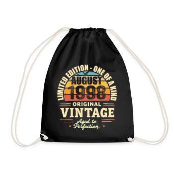 August 1998 Birthday August 1998 - August 1998 - Drawstring Bag - black - Front