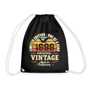 Birthday Gift 1999 Vintage 1999 Retro 1999 - Drawstring Bag - black - Front
