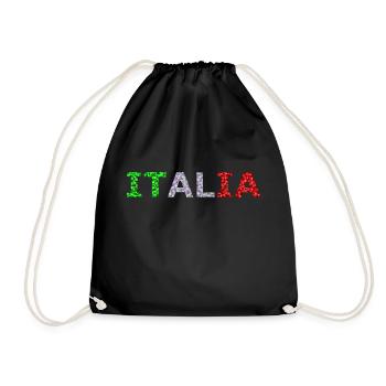 Italia TEXT im low poly style - Turnbeutel - Schwarz - Vorne
