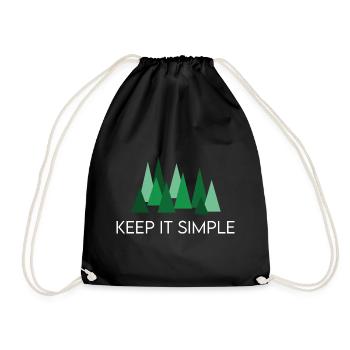 Keep it Simple Wald Camping Spruch - Turnbeutel - Schwarz - Vorne