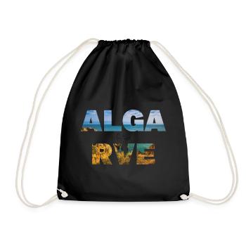 Algarve-Schriftzug mit Ocean Landscape Fill - Turnbeutel - Schwarz - Vorne