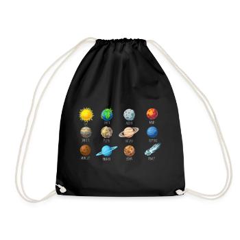 Planets with names - Drawstring Bag - black - Front