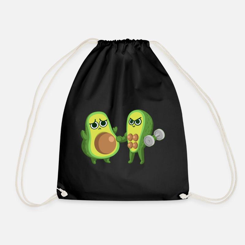 Avocado im Fitnessstudio - Turnbeutel - Schwarz
