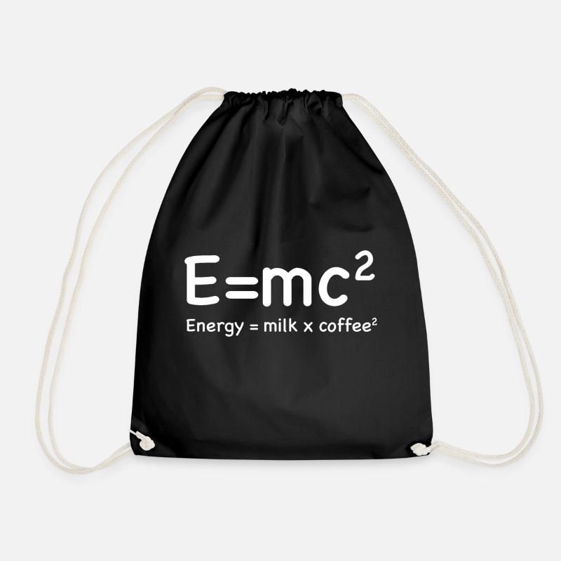 e=mc² - Energy = Milk x Coffee² - Drawstring Bag - black