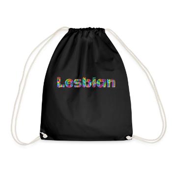 Lesbian - Drawstring Bag - black - Front