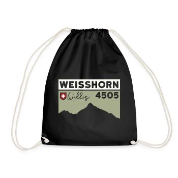 Weisshorn Valais High Tour Mountain Guide Ascent - Drawstring Bag - black - Front