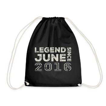 June 2016 Birthday June 2016 June Gift 2016 - Drawstring Bag - black - Front
