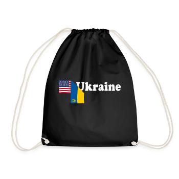Vintage Amerikanische Ukrainische Flaggen USA Ukraine - Turnbeutel - Schwarz - Vorne