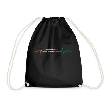 Heartbeat my heart beats for the engines - Drawstring Bag - black - Front