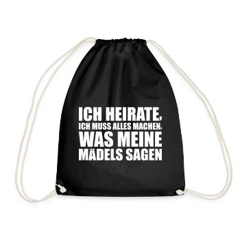 Junggesellenabschied Braut Polterabend Geschenk - Turnbeutel - Schwarz - Vorne