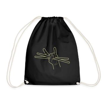 Motif de baguettes de signe de main de batteur rock - Sac de sport léger - noir - Devant