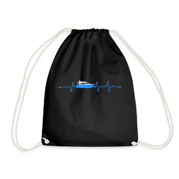 Heartbeat Boat Ship - Drawstring Bag - black - Front
