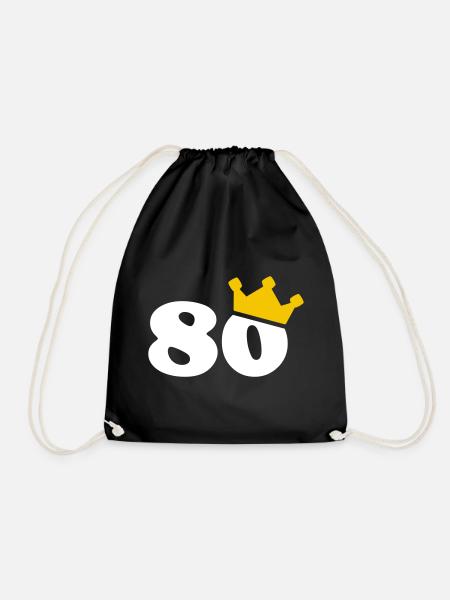 80 Krone 80th birthday 80 years - Drawstring Bag - black