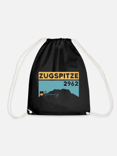 Zugspitze Höhe Wandern Wanderung Bahn Deutschland - Turnbeutel - Schwarz