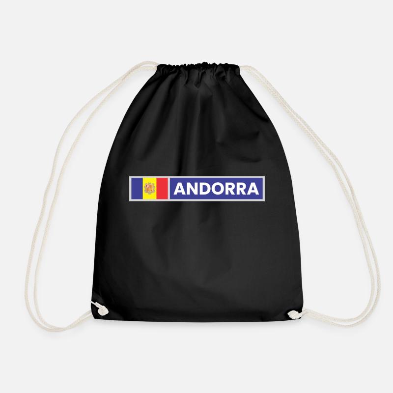 Andorra Flag - Drawstring Bag - black