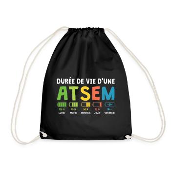 Humour Atsem Maternelle d'école fin d'année atsem - Sac de sport léger - noir - Devant