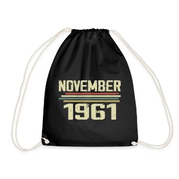 Millésime Novembre 1961 vintage rétro Novembre 1961 - Sac de sport léger - noir - Devant