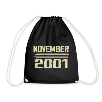 Vintage November 2001 vintage retro November 2001 - Drawstring Bag - black - Front