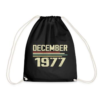December 1977 Vintage Retro Birthday - Drawstring Bag - black - Front