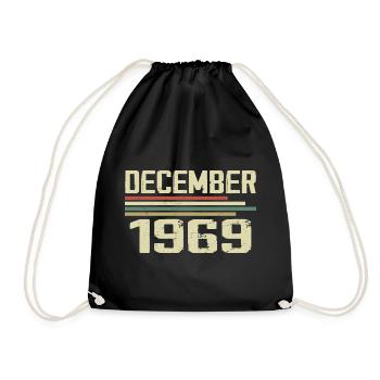 December 1969 Vintage Retro Birthday - Drawstring Bag - black - Front