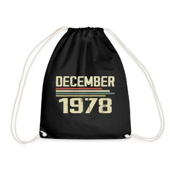 December 1978 Vintage Vintage Retro Birthday - Drawstring Bag - black - Front