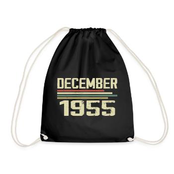 December 1955 Vintage Retro Birthday - Drawstring Bag - black - Front