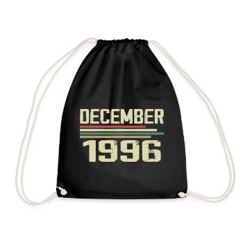 December 1996 Vintage Retro Birthday - Drawstring Bag - black - Front