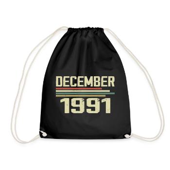 Décembre 1991 Vintage Vintage Rétro Anniversaire - Sac de sport léger - noir - Devant