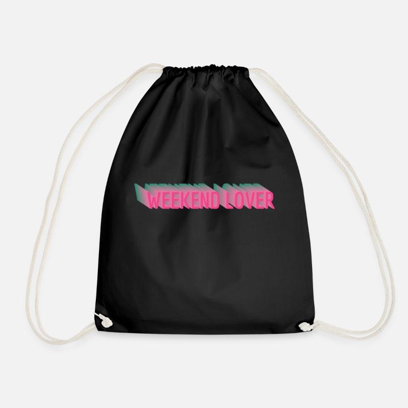 Weekend Lover - Drawstring Bag - black