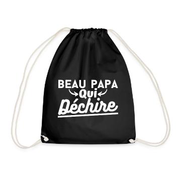 t-shirt beau papa qui déchire. cadeau beau père - Sac de sport léger - noir - Devant