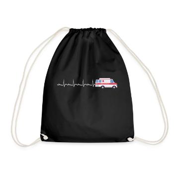 Ambulance Heartbeat Ambulance Parademic EMT - Drawstring Bag - black - Front