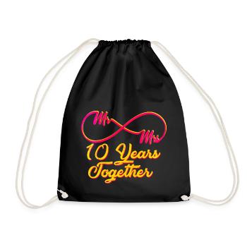 10th wedding anniversary - Drawstring Bag - black - Front
