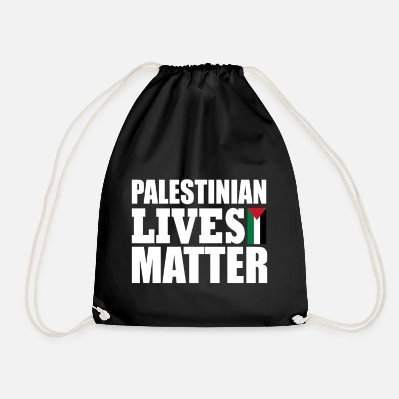palestinian lives matter - Drawstring Bag - black
