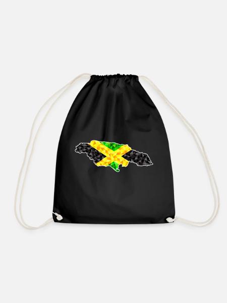 Jamaica Karte im low poly Diamat Stil - Turnbeutel - Schwarz